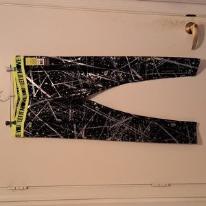 Zumba hyper melt metallic leggings black and silver foil